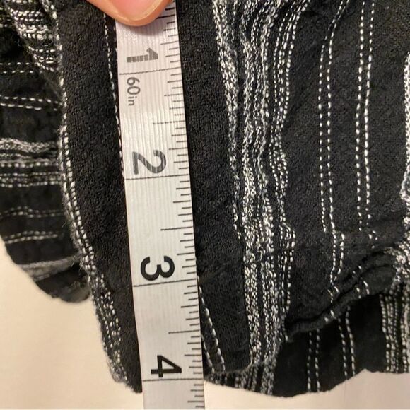 Briggs Linen Blend Pull-On Black stripe Shorts with Pockets Drawstring hi rise-L - Picture 6 of 11